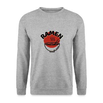 Shoyu Ramen ist eine köstliche japanische Suppe - Ich liebe Ramen - Unisex Pullover - Weißgrau meliert - Vorne - Alina (178cm) & Michal (187cm)
