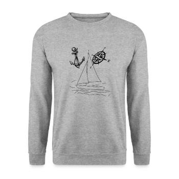 Segeln Jolle Wasser - Unisex Pullover - Weißgrau meliert - Vorne - Alina (178cm) & Michal (187cm)