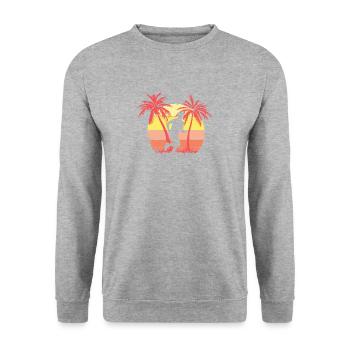 Jogging Runner Summer Sunset de los años 80 - Sweat-shirt Unisexe - gris chiné - Devant - Alina (178cm) & Michal (187cm)