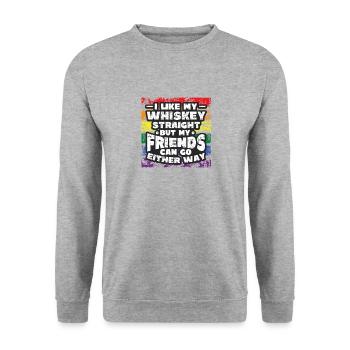 Likes my whiskey straight, I support LGBT. - Unisex Sweatshirt - salt & pepper - Front - Alina (178cm) & Michal (187cm)