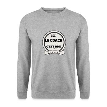 Hier bin ich der Trainer - Unisex Pullover - Weißgrau meliert - Vorne - Alina (178cm) & Michal (187cm)