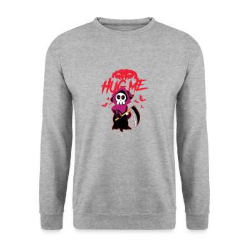 Hug Me Classic Skull of Death Creepy Skeleton - Unisex Sweatshirt - salt & pepper - Front - Alina (178cm) & Michal (187cm)