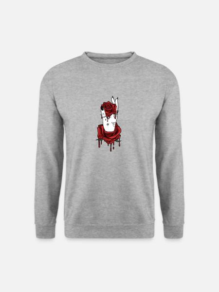Aesthetic Dark Pattern Hand Bleeding Holding Rose - Unisex Sweatshirt - salt & pepper