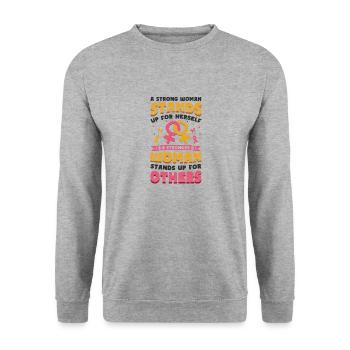 Strong women stand up. - Unisex Sweatshirt - salt & pepper - Front - Alina (178cm) & Michal (187cm)