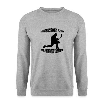 Eishockey Vater Eishockeyteam Dad Wintersport Papa - Unisex Pullover - Weißgrau meliert - Vorne - Alina (178cm) & Michal (187cm)