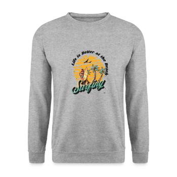 Summer Sun Holiday Beach Summer Beach Holidays - Unisex Sweatshirt - salt & pepper - Front - Alina (178cm) & Michal (187cm)