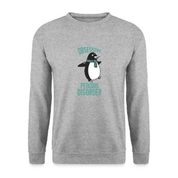 Besessene Pinguin - Unisex Pullover - Weißgrau meliert - Vorne - Alina (178cm) & Michal (187cm)