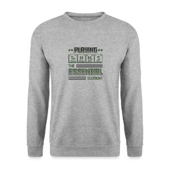 Tennis Das Essentielle Element Lustiges Tennis - Unisex Pullover - Weißgrau meliert - Vorne - Alina (178cm) & Michal (187cm)