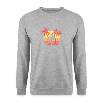 Roller Skates Girl Skating Summer Sunset 80s Palm - Unisex Pullover - Weißgrau meliert - Vorne - Alina (178cm) & Michal (187cm)