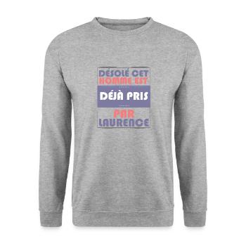 Cadeau femme Homme déja pris par laurence - Sweat-shirt Unisexe - gris chiné - Devant - Alina (178cm) & Michal (187cm)