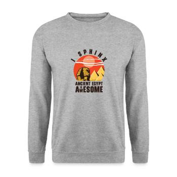 Egyptian Myth Ancient Hieroglyphs Symbols - Unisex Sweatshirt - salt & pepper - Front - Alina (178cm) & Michal (187cm)