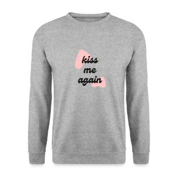 Küss mich wieder LIEBE - Unisex Pullover - Weißgrau meliert - Vorne - Alina (178cm) & Michal (187cm)