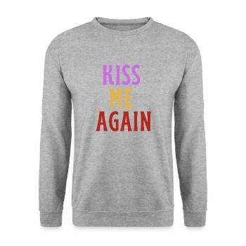 Küss mich wieder - LIEBE! - Unisex Pullover - Weißgrau meliert - Vorne - Alina (178cm) & Michal (187cm)