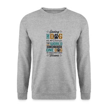Sauver One Dogs World Animal Rescue, Dog House - Sweat-shirt Unisexe - gris chiné - Devant - Alina (178cm) & Michal (187cm)