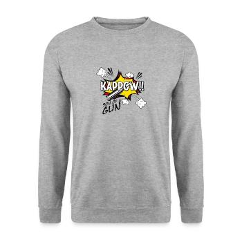 Kappow Bullets Gun Explosion Big bang Aesthetic - Unisex Sweatshirt - salt & pepper - Front - Alina (178cm) & Michal (187cm)