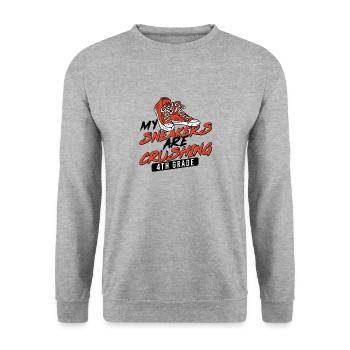 Kids Back to School Crush Sneakers for 4th Grade - Unisex Sweatshirt - salt & pepper - Front - Alina (178cm) & Michal (187cm)