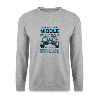 Kids Back to School Middle of the Game Attend - Unisex Sweatshirt - salt & pepper - Front - Alina (178cm) & Michal (187cm)