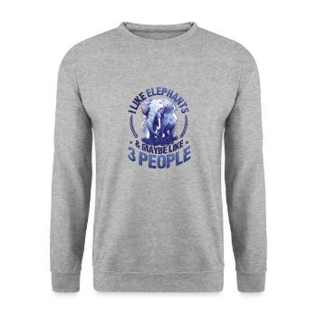 I Like Elephants And Maybe 3 People Elephant Lover - Unisex Sweatshirt - salt & pepper - Front - Alina (178cm) & Michal (187cm)