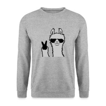 Cool Lama No Drama Llama Peace Sunglasses - Unisex Sweatshirt - salt & pepper - Front - Alina (178cm) & Michal (187cm)