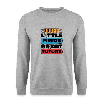 Preschool Kids Back to School Little Minds Bright - Unisex Sweatshirt - salt & pepper - Front - Alina (178cm) & Michal (187cm)