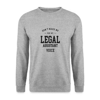 Juristische Hilfskraft Beruf Geburtstagsarbeiter - Unisex Pullover - Weißgrau meliert - Vorne - Alina (178cm) & Michal (187cm)