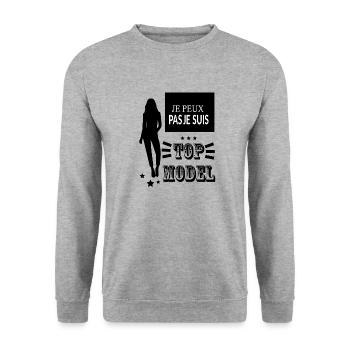 Tshirt femme Je peux pas je suis Top model - Sweat-shirt Unisexe - gris chiné - Devant - Alina (178cm) & Michal (187cm)