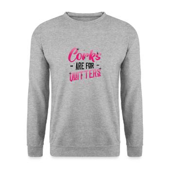 Corks are for Quitter's fun wine festival. - Unisex Sweatshirt - salt & pepper - Front - Alina (178cm) & Michal (187cm)