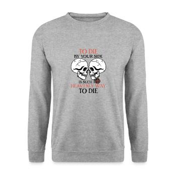 Romantic Gothic Skull Bones Skeleton Roses Death - Unisex Pullover - Weißgrau meliert - Vorne - Alina (178cm) & Michal (187cm)