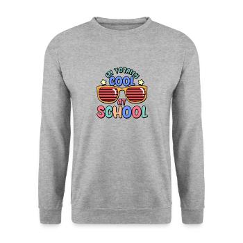 Kids Back to School Totally Cool at School for - Unisex Pullover - Weißgrau meliert - Vorne - Alina (178cm) & Michal (187cm)