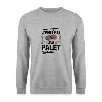 je peux pas j'ai palet idée cadeau palet breton - Sweat-shirt Unisexe - gris chiné - Devant - Alina (178cm) & Michal (187cm)