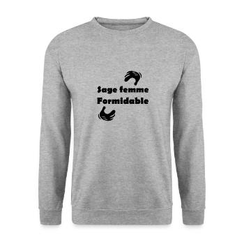 Tshirt femme Sage femme formidable - Sweat-shirt Unisexe - gris chiné - Devant - Alina (178cm) & Michal (187cm)