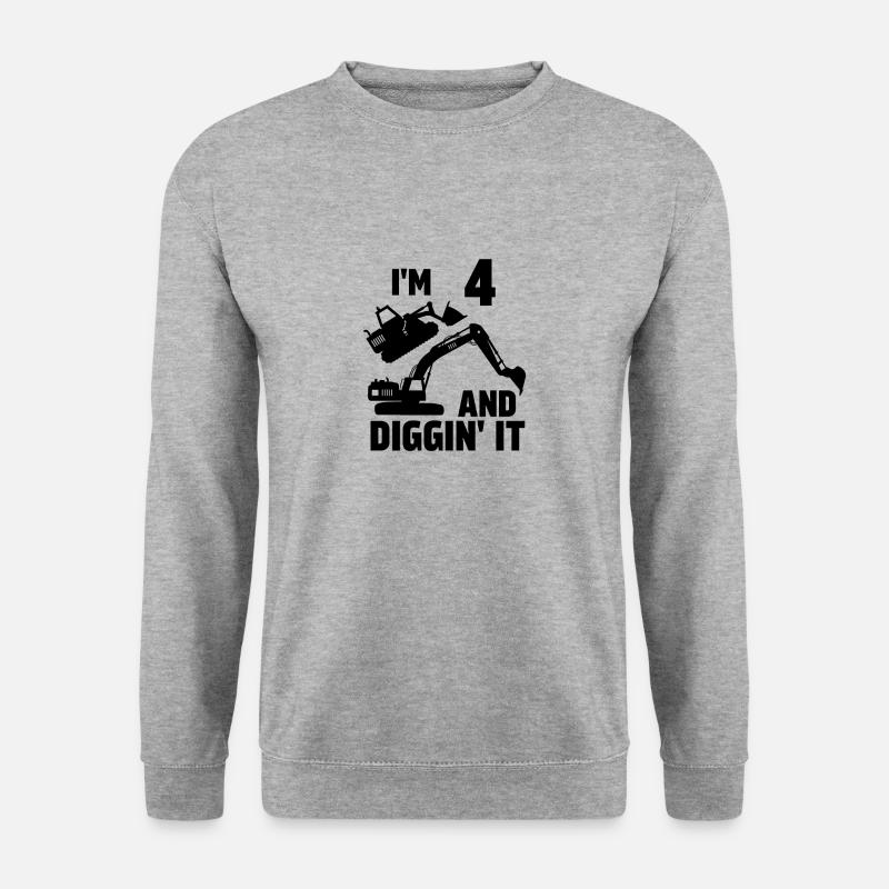 I'm 4 und Diggin' It - Unisex Pullover - Weißgrau meliert