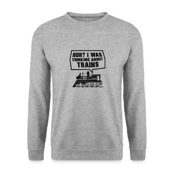 Zuglokomotive Transport Eisenbahnbegeisterte - Unisex Pullover - Weißgrau meliert - Vorne - Alina (178cm) & Michal (187cm)