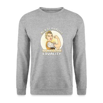 LES HOMMES DE QUALITÉ NE CRAIGNENT PAS L’ÉGALITÉ - Sweat-shirt Unisexe - gris chiné - Devant - Alina (178cm) & Michal (187cm)