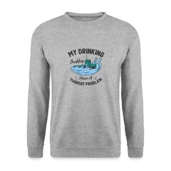 Tugboat Drinking Buddies Alcohol Tugboat Captain - Unisex Sweatshirt - salt & pepper - Front - Alina (178cm) & Michal (187cm)