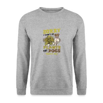 Sorry I Can´t My Plants And Dogs, Hundeliebhaber. - Unisex Pullover - Weißgrau meliert - Vorne - Alina (178cm) & Michal (187cm)