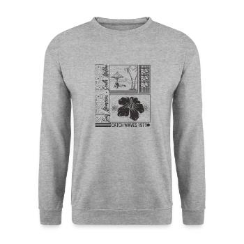 Siesta Beach Shirt, Surf Memories South Malibu - Unisex Sweatshirt - salt & pepper - Front - Alina (178cm) & Michal (187cm)