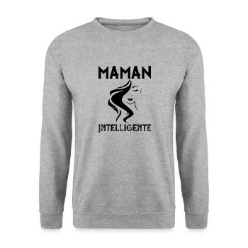 Tshirt femme Maman Intelligente - Sweat-shirt Unisexe - gris chiné - Devant - Alina (178cm) & Michal (187cm)