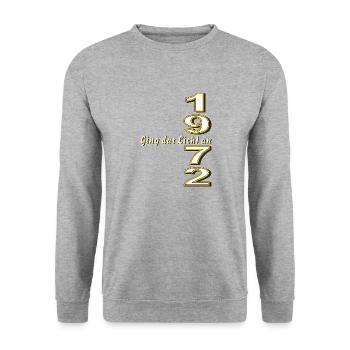GEBURTSTAG JAHRESZAHL 1972 - Unisex Pullover - Weißgrau meliert - Vorne - Alina (178cm) & Michal (187cm)