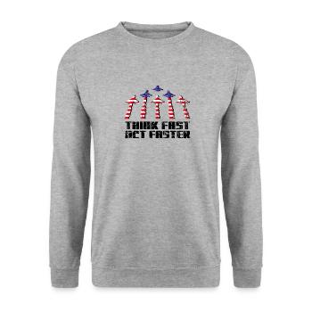 Jet Fighter Pilot Think Fast Act Faster Aviation - Unisex Sweatshirt - salt & pepper - Front - Alina (178cm) & Michal (187cm)