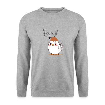 Eier Helm - Unisex Pullover - Weißgrau meliert - Vorne - Alina (178cm) & Michal (187cm)