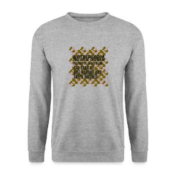 Notriphobie Substantiv Definition Hemd, Urlaub lustig - Unisex Pullover - Weißgrau meliert - Vorne - Alina (178cm) & Michal (187cm)