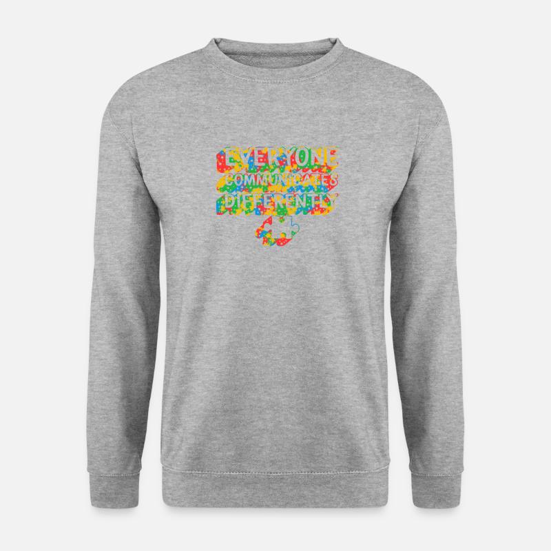Jeder kommuniziert anders Hemd, Puzzle - Unisex Pullover - Weißgrau meliert