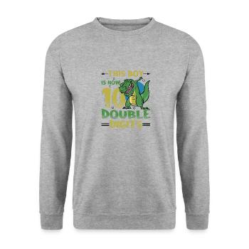 Ce garçon a maintenant 10 ans d’anniversaire à deux chiffres - Sweat-shirt Unisexe - gris chiné - Devant - Alina (178cm) & Michal (187cm)