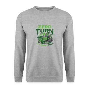 Zero Turn It's How I Roll Lawn Mower - Unisex Sweatshirt - salt & pepper - Front - Alina (178cm) & Michal (187cm)