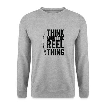 Pensez au passe-temps de pêche Reel Thing - Sweat-shirt Unisexe - gris chiné - Devant - Alina (178cm) & Michal (187cm)