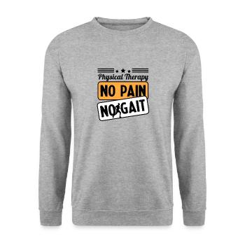 Physical Therapy No Pain No Gait Physics PT - Unisex Pullover - Weißgrau meliert - Vorne - Alina (178cm) & Michal (187cm)