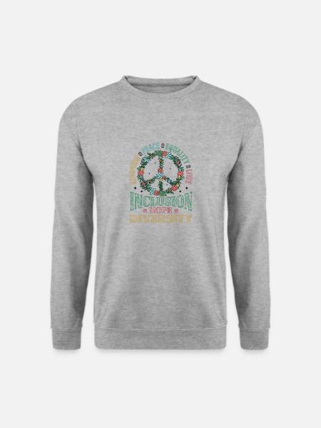 Vielfalt Gleichheit Liebe Frieden Blumen - Unisex Pullover - Weißgrau meliert