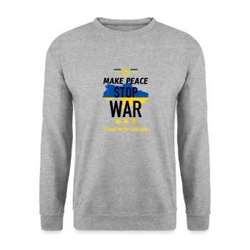 Make peace Stop War - Sweat-shirt Unisexe - gris chiné - Devant - Alina (178cm) & Michal (187cm)