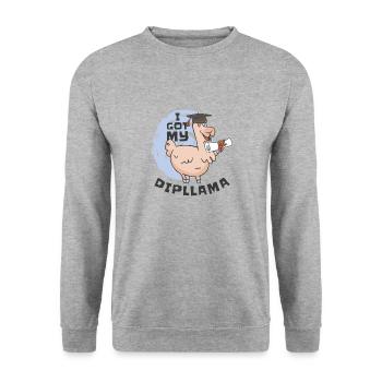 Diplôme J’ai mon Dipllama - Sweat-shirt Unisexe - gris chiné - Devant - Alina (178cm) & Michal (187cm)